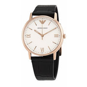 Emporio Armani Unisex Quartz Leather Strap White Dial 41mm Watch AR80015