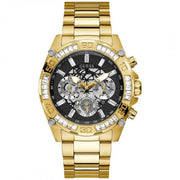 Guess Men’s Quartz Gold Stainless Steel Black Dial 46mm Watch GW0390G2