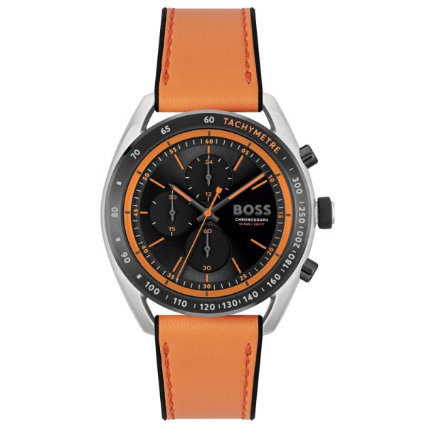 Hugo Boss Men’s Quartz Orange Hybrid Strap Black Dial 44mm Watch 1514025