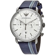Emporio Armani Men’s Chronograph Quartz Leather Strap Silver Dial 43mm Watch AR11202