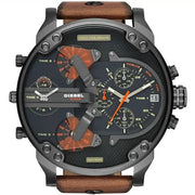 Diesel Men’s Quartz Brown Leather Strap Black Dial 57mm (Four Time zone) Watch DZ7332