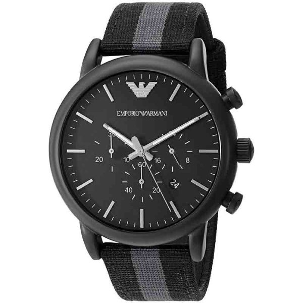 Emporio Armani Men’s Quartz Nylon Strap Black Dial 46mm Watch AR1948
