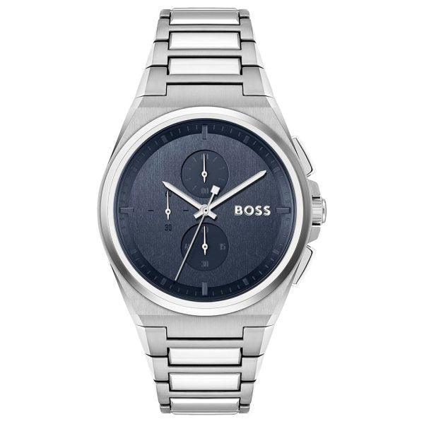 Hugo Boss Men’s Quartz Silver Stainless Steel Blue Dial 44mm Watch 1514048
