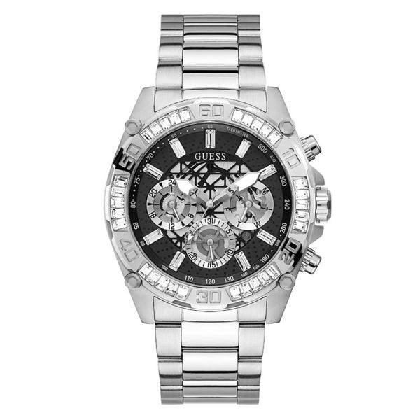 Guess Men’s Quartz Silver Stainless Steel Black Dial 46mm Watch GW0390G1
