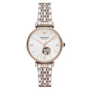 Emporio Armani Women’s Automatic Stainless Steel White Open Heart Dial 34mm Watch AR60019