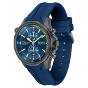Hugo Boss Men’s Quartz Blue Silicone Strap Blue Dial 46mm Watch 1513821