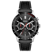 Hugo Boss Men’s Quartz Black Leather Strap Black Dial 44mm Watch 1513920