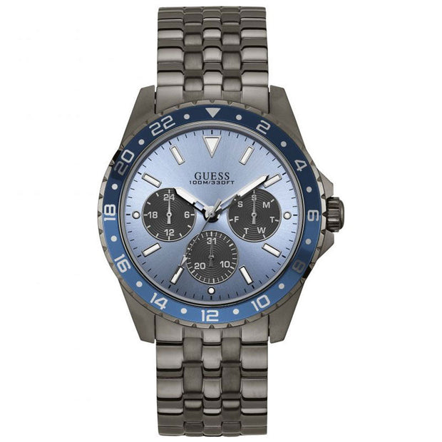 Guess Men’s Quartz Grey Stainless Steel Blue Dial 44mm Watch W1107G5