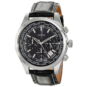 Guess Men’s Quartz Quartz Black Leather Strap Black Dial 45mm Watch W0500G2