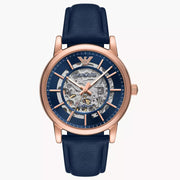 Emporio Armani Men’s Automatic Blue Leather Strap Blue Dial 43mm Watch AR60050