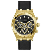Guess Men’s Quartz Black Leather Strap Black Dial 44mm Watch GW0262G2