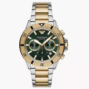 Emporio Armani Men’s Quartz Two-tone Stainless Steel Green Dial 43mm Watch AR11586