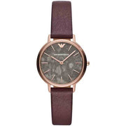 Emporio Armani Women’s Quartz Brown Leather Strap Grey Marbled Dial 32mm Watch AR11172