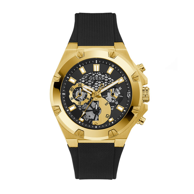 Guess Men’s Quartz Black Silicone Strap Black Dial 46mm Watch GW0334G2