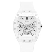 Guess Men’s Quartz White Silicone Strap Silver Dial 43mm Watch GW0203G2