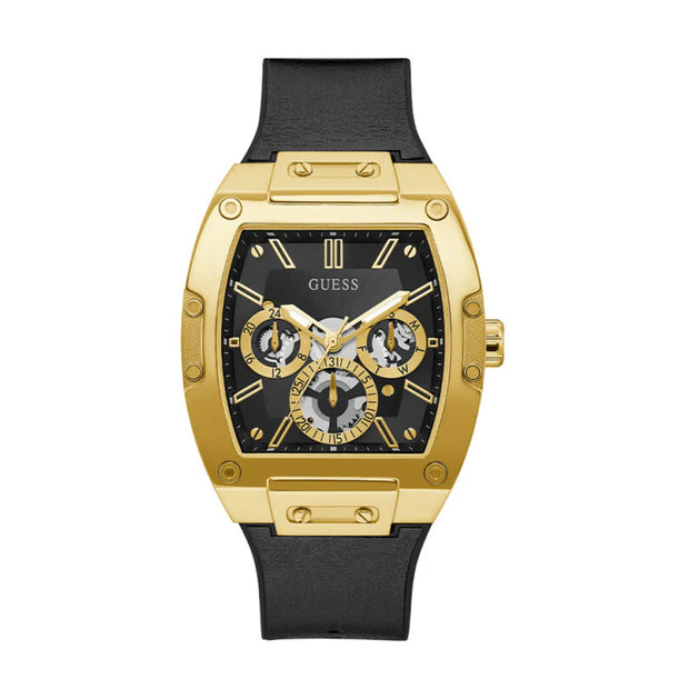 Guess Men’s Quartz Black Silicone & Leather Strap Black Dial 43mm Watch GW0202G1