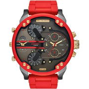 Diesel Men’s Quartz Red Silicone & Stainless Steel Grey Dial 57mm Watch DZ7430