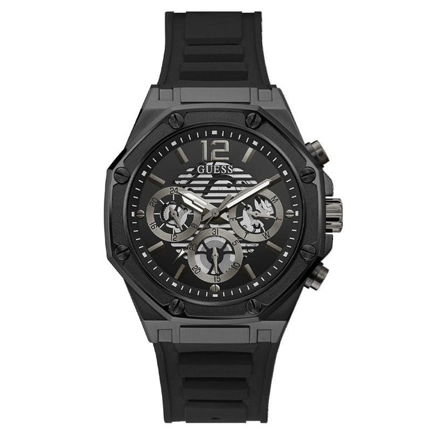 Guess Men’s Quartz Black Silicone Strap Black Dial 44mm Watch GW0263G4