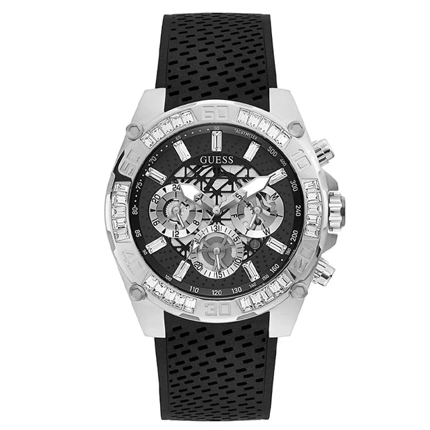 Guess Men’s Quartz Black Silicone Strap Black Dial 46mm Watch GW0333G1
