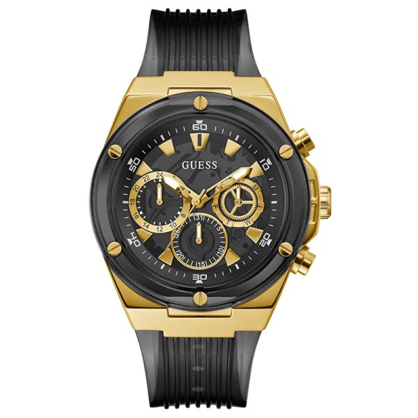 Guess Men’s Quartz Black Silicone Strap Black Dial 46mm Watch GW0425G1