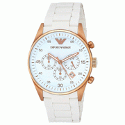 Emporio Armani Men’s Quartz White Silicone & Stainless Steel White Dial 43mm Watch AR5919