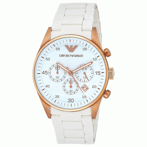 Emporio Armani Men’s Quartz White Silicone & Stainless Steel White Dial 43mm Watch AR5919
