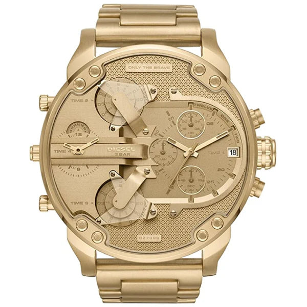 Diesel Men’s Quartz Gold Stainless Steel Gold Dial 57mm (Four Time zone) Watch DZ7399