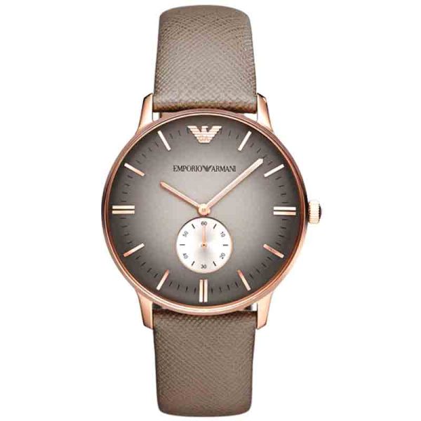 Emporio Armani Men’s Quartz Leather Strap Grey Dial 38mm Watch AR1723