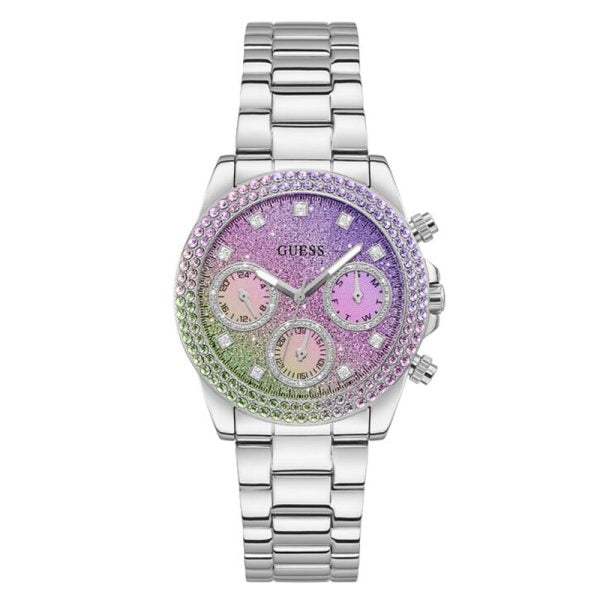 Guess Women’s Quartz Silver Stainless Steel Multi Color Dial 38mm Watch GW0483L1