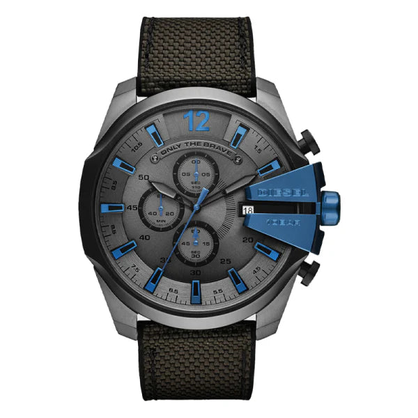 Diesel Men’s Quartz Black Silicone & Nylon Strap Grey Dial 51mm Watch DZ4500