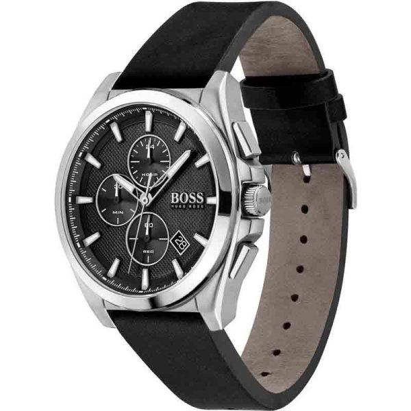 Hugo Boss Men’s Quartz Black Leather Strap Black Dial 46mm Watch 1513881