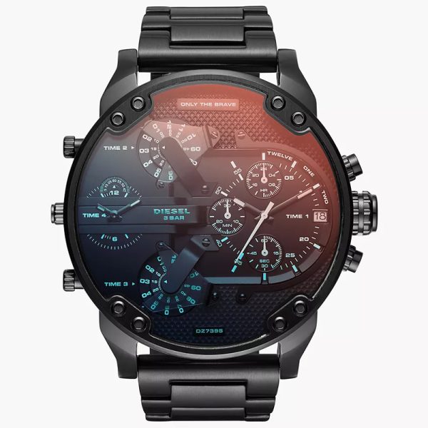 Diesel Men’s Quartz Black Stainless Steel Black Dial 57mm (Four Time Zone) Watch DZ7395
