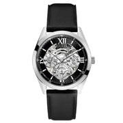Guess Men’s Quartz Black Leather Strap Silver Dial 42mm Watch GW0389G1