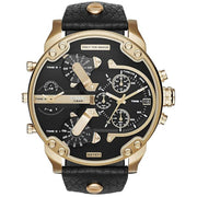 Diesel Men’s Quartz Black Leather Strap Black Dial 57mm (Four Time Zone) Watch DZ7371