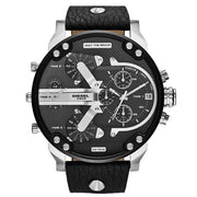 Diesel Men’s Quartz Black Leather Strap Black Dial 57mm (Four Time Zone) Watch DZ7313
