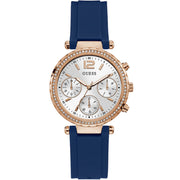 Guess Women’s Quartz Blue Silicone Strap Silver Dial 37mm Watch GW0113L3