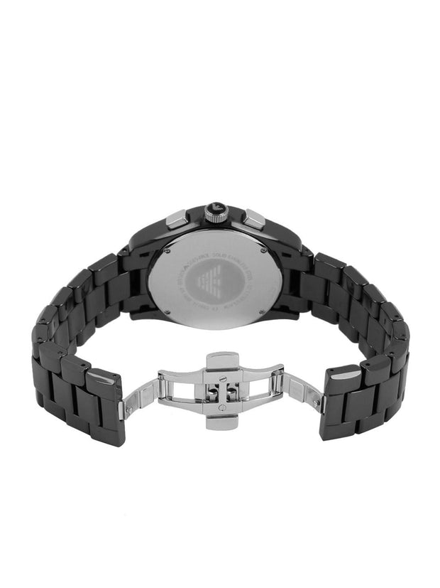Emporio Armani Men’s Chronograph Quartz Ceramic Chain Black Dial 43mm Watch AR1400