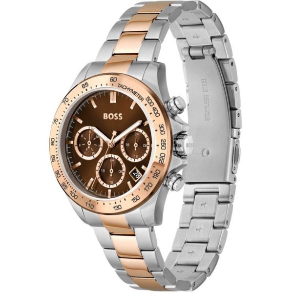 Hugo Boss Women’s Quartz Two-tone Stainless Steel Brown Dial 38 Watch 1502617