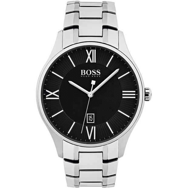 Hugo Boss Men’s Quartz Silver Stainless Steel Black Dial 43mm Watch 1513488