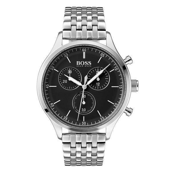 Hugo Boss Men’s Chronograph Quartz Stainless Steel Black Dial 44mm Watch 1513652