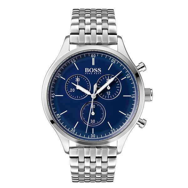Hugo Boss Men’s Chronograph Quartz Stainless Steel Blue Dial 44mm Watch 1513653