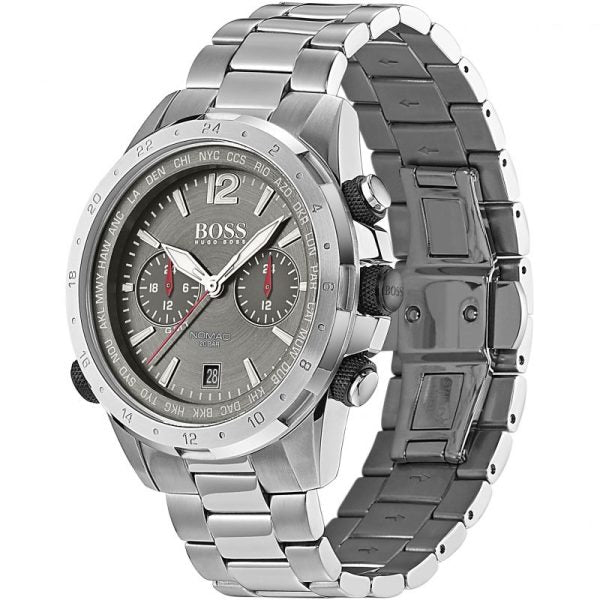Hugo Boss Men’s Quartz Silver Stainless Steel Grey Dial 45mm Watch 1513774