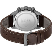 Hugo Boss Men’s Quartz Brown Leather Strap Blue Dial 44mm Watch 1513852