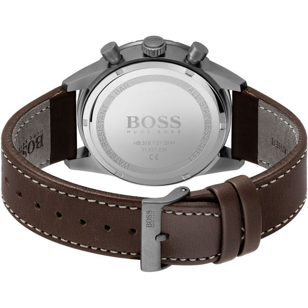 Hugo Boss Men’s Quartz Brown Leather Strap Blue Dial 44mm Watch 1513852