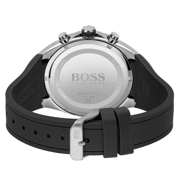 Hugo Boss Men’s Quartz Silicone Strap Black Dial 46mm Watch 1513855