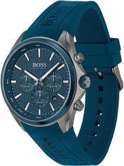 Hugo Boss Men’s Quartz Silicone Strap Blue Dial 46mm Watch 1513856