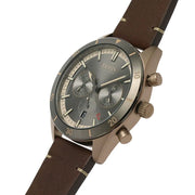 Hugo Boss Men’s Chronograph Quartz Brown Leather Strap Grey Dial 44mm Watch 1513861