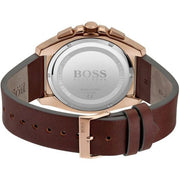 Hugo Boss Men’s Quartz Brown Leather Strap Grey Dial 46mm Watch 1513882