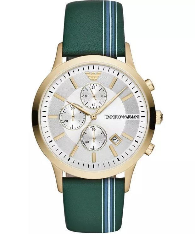 Emporio Armani Men’s Quartz Leather Strap Silver Dial 43mm Watch AR11233