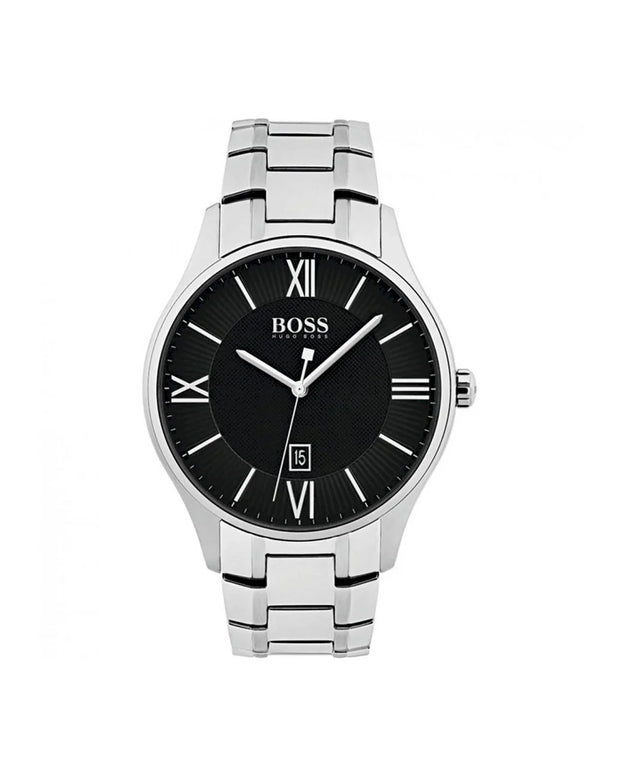 Hugo Boss Men’s Quartz Silver Stainless Steel Black Dial 43mm Watch 1513488